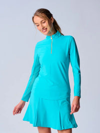 G Lifestyle Quarter Zip Sun Protection Top In Caribbean Turquoise