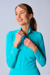 G Lifestyle Quarter Zip Sun Protection - Caribbean Turquoise