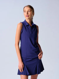 G LifeStyle Sleeveless Zip Polo In True Navy
