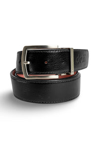 DRUH Full Grain Leather Belt with Silver Prong Buckle