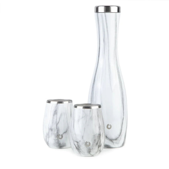 SNOWFOX Stainless Steel Carafe and Wine Glass Set