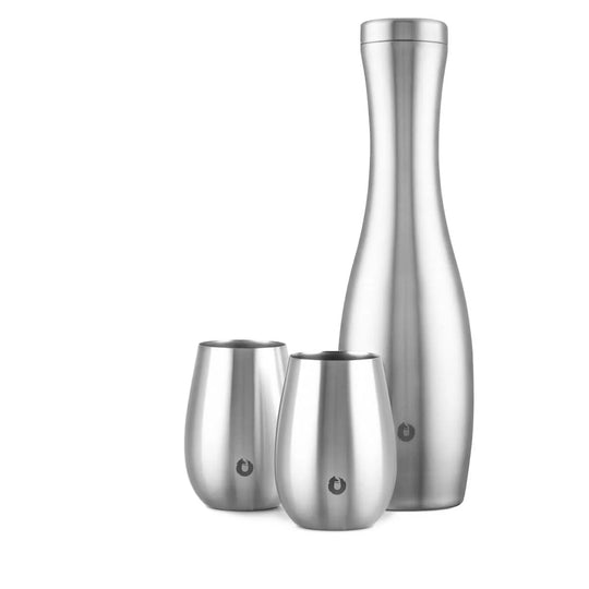 SNOWFOX Stainless Steel Carafe and Wine Glass Set