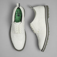 G/FORE MEN’S GALLIVANTER EMBOSSED SKULL & TEES LEATHER GOLF SHOE