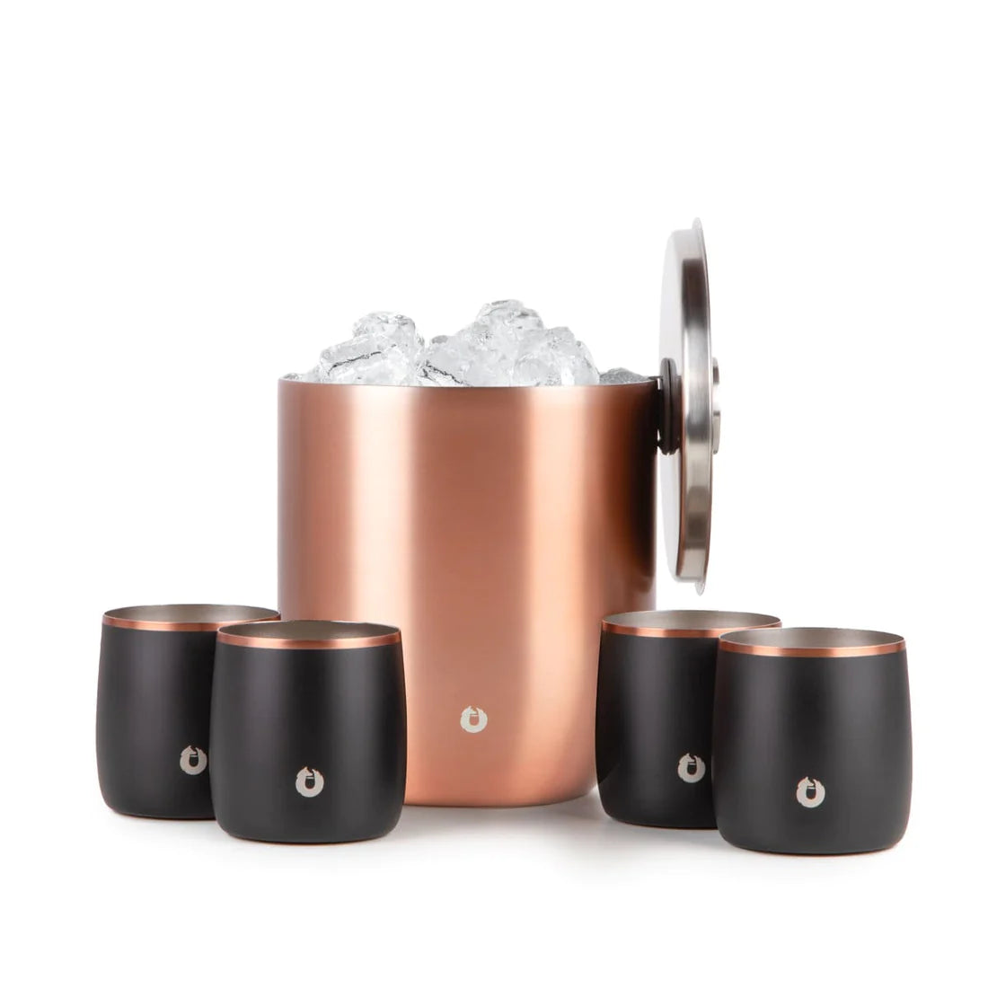 Stainless Steel Ice Bucket with Rocks Glass Set