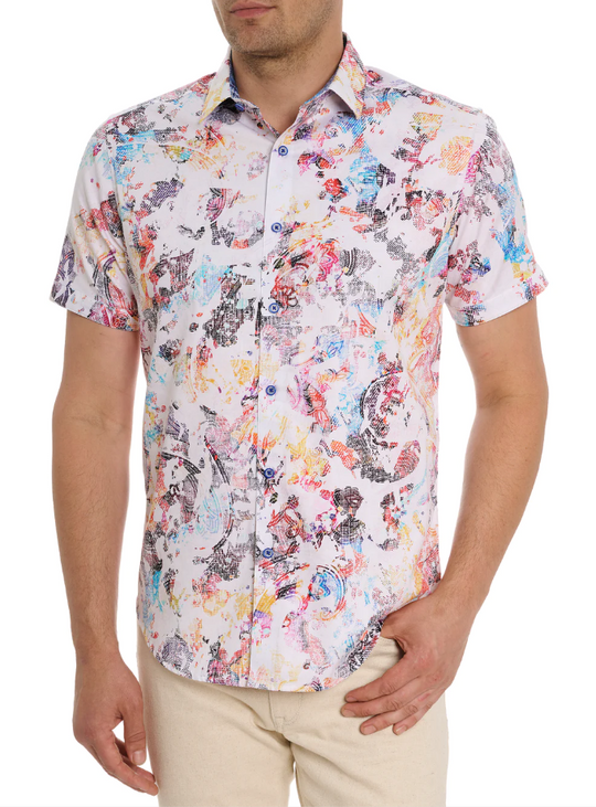 Robert Graham Splash of Color Short Sleeve Button Down Shirt