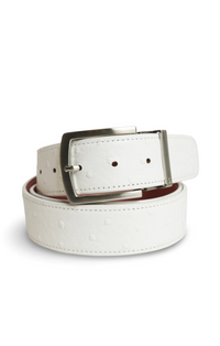DRUH Ostrich Leather Belt with Silver Prong Buckle