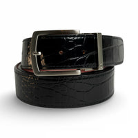 DRUH Crocodile Belt with Silver Prong Buckle