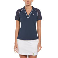 Penguin SS V Neck Color Block Polo with Contrast